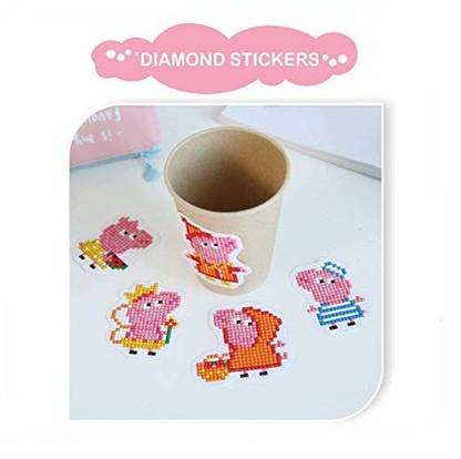 House of Queens Diamond Painting Kits Peppa Pig 5D DIY Diamond Paint Kits Handmade Sticker Arts and Crafts Stick Paint with Diamonds for Kids and Adult Beginners
