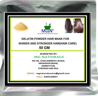 MGBN Gelatin Powder Hair Mask for Shinier and Stronger Hair(Hair Care) - 50 gm
