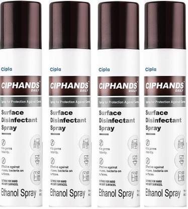 Cipla CIPHANDS SURFACE DISINFECTANT SPRAY 75ML PACK OF 4 Sanitizer Spray Bottle
