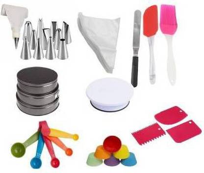 NAYASA Complete baking and cake decoration items and tools at one stop. We have many cake baking tools combo, choose according to your suitability. We have a wide range of cake moulds,cupcake liners,baking tools and bakeware combo. The cake baking tools combo has exclusive cake decoration tools. Kitchen Tool Set