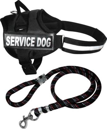 ADIOS Dog Belt Combo of Black Service Dog Harness Belt Padded Adjustable Chest Size 70 - 100 cm with Heavy Black Lead Dog Harness & Leash