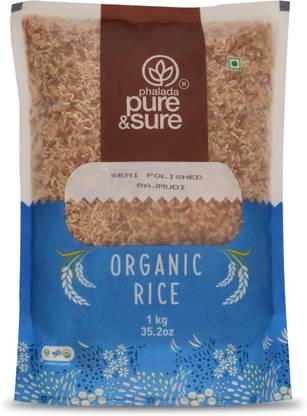 Pure & Sure Organic Semi Polished Rice-1kg Brown Rajamudi Rice (Medium Grain, Unpolished)