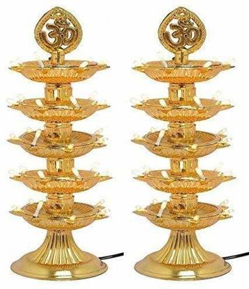 M2 LOOK 5 Layer Electric Diya Deepak Light Lamp LED Light for Home Temple Decor (Pack of 2) Table Lamp