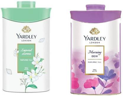 Yardley London Imperial Jasmine and Morning ew perfumed talc 250 gm each (Pack of 2)