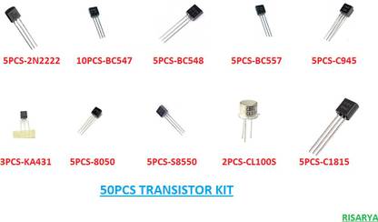 RISARYA TRANSISTOR KIT OF 10VALUES(50PCS) MOST POPULAR ALL TYPE TRANSISTOR NPN Transistor