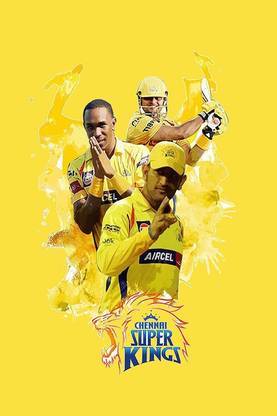 IPL 2020 Chennai Super Kings Poster for Room and Wall Decoration|Poster For Room/Office/Dining Room |Decorative Wall Poster|300- GSM Paper Poster (12"X 18") Paper Print