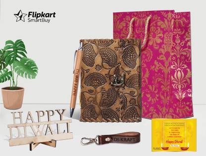 Flipkart SmartBuy Diwali gift set one diary one handmade paper bag one key chain one greeting card Pen Gift Set
