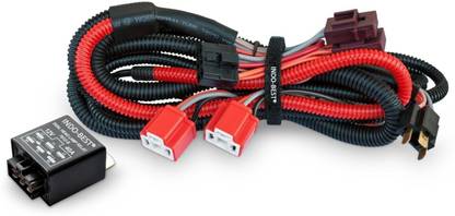 INDO-BEST 2 Lamps H4 Headlamp wiring kit with relay Headlight Brightener