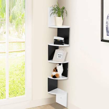 classiconline Wall Mount Corner 5 Tier Engineered Wood Display Unit