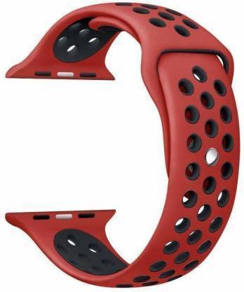 Big Wings Soft Silicone Dual Color Sport Strap Band for Watch Series 5 / 4 / 3 / 2 /1 / Soft Silicone Waterproof Dual Color Strap for iWatch 38 MM / 40 MM (Red, Black) (Watch Not Included) Smart Watch Strap