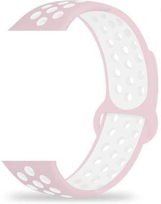Big Wings Soft Silicone Dual Color Sport Strap Band for Apple Watch Series 5 / 4 / 3 / 2 /1 / Soft Silicone Waterproof Dual Color Strap for Apple iWatch 42 MM / 44 MM (Pink, White) (Watch Not Included) Smart Watch Strap