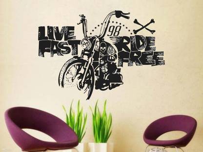 DivineDesigns 51 cm Live Fast Ride Free Sticker Self Adhesive Sticker