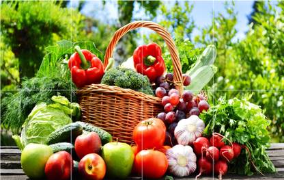 Decals Stock 68 cm Kitchen Veg and Fresh Fruits Wallpaper Self Adhesive Sticker