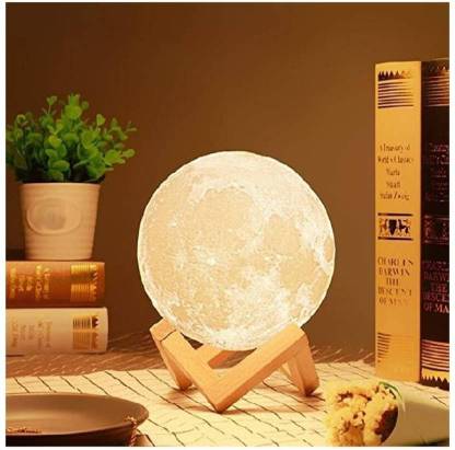 SARSWATI ENTERPRISE 3D Printing Moon Lamp/ Lunar Moonlight Lamp/ Moon Shaped (15 cm) Night Lamp Night Lamp