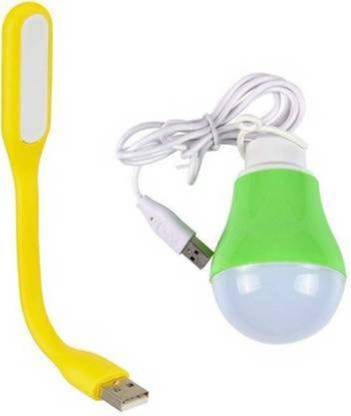 Afpin Multicolor Usb Light & 5W Usb Bulb Combo of Portable & Flexible USB Wired Bulb + USB Led Light (Multicolor) Use with Laptop/Desktop/Power Bank/Notebook/OTG Led Light