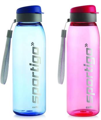 cello Sportigo Plastic Bottle, 1000ml,Set of 2,Blue/Pink 1000 ml Bottle  (Pack of 2, Blue, Pink, Plastic)