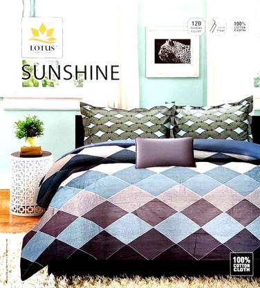 LOTUS Cotton King Flat 120 TC Abstract Bedsheet