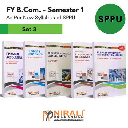 {Set of 5 Books} B.Com - First Year (FY) Semester 1 - SPPU (Pune University) New Syllabus [Financial Accounting, Business Economics Micro, Business Mathematics and Statistics 1, Banking and FInance 1, Business Environment & Entrepreneurship 1]