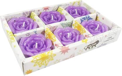 Urvi Creations Set of 6 Flower Shape Floating Tea Light Candles for Diwali Decoration Items - Multi Color Candle