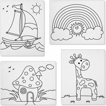 Canvasify Pre Printed Canvas Boards - Ready to Paint (Set 2) Cotton Medium Grain Primed Canvas Board (Set of 4)