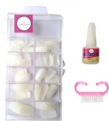 CartKing Artificial Reusable Nails Set With Glue(10gm) and Brush Cleaner