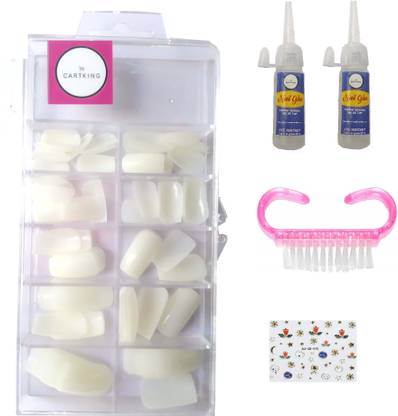 CartKing Artificial Reusable Nails Set With 2 Glue(3gm) ,Brush Cleaner and Nail Sticker