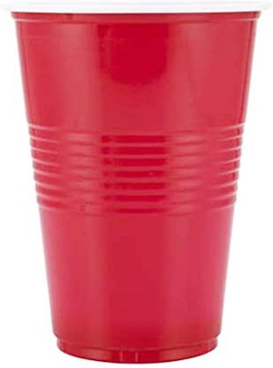 DAYTODAY (Pack of 50) Reusable Cups |Beer Pong Glasses | Drinking Cup | Drinking Glass for Party | 500 ml Volume (Set of 50, Red) Glass Set Beer Glass