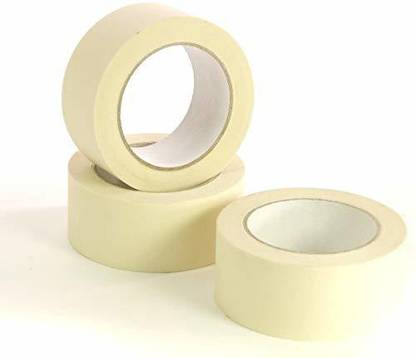 True-Ally Masking Tape 2 inch , 20 Meters (Pack of 3) of Multi-Use, Easy Tear Tape Great for Carpenter Labeling, Painting, Packing and More 20 m Tear Tape
