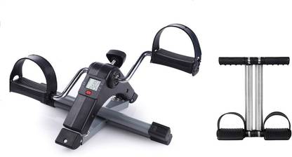 SEASPIRIT Foldable Mini Fitness Cycle Pedal Exerciser Bike Gym Machine with Digital Display Meter for Men Women Home Exercise Gym with Tummy Trimmer Fitness Accessory Kit Kit