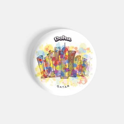 dhcrafts Doha Quatar White Fridge Magnet Pack of 1