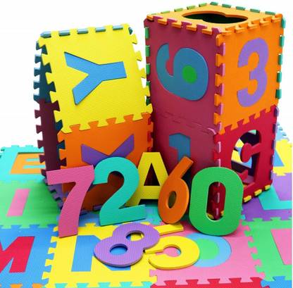 SP NICE Baby Foam Play Mat 36 pcs 4 x 4 Inches Big Size Interlocking Alphabet and Numbers Floor Puzzle Colorful EVA Tiles Girls, Boys Soft, Reusable, Easy to Clean