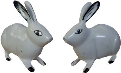 VASTU-SAMADHAN Black & White RABBIT Pair Statue Home Decor Good Luck , Gift Items ( 6 cm ) ( 1050 Gram ) Decorative Showpiece  -  6.5 cm