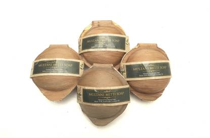 looms & weaves Natural & Hand Made Multani Mitti Soaps - (Set of 4 Hand Made Multani Mitti Soap of 100 Grams Each)