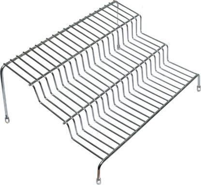 SHIYON Containers Kitchen Rack Steel 3 Stairs Cupboard Space Organizer Stainless Steel storage rack Space Saving Rack , Size -31x33x15cm, Pack of 1 Pcs