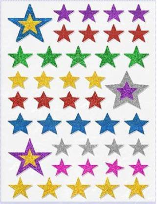 BBS DEAL ( Set of-2, 80 Stars ) Alphabetical Glitter stars Mix Colors