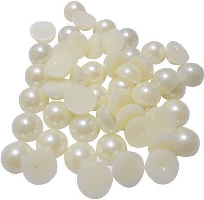AlevanArt White Half Cut Round Moti Faux Pearls Flat Back Cabochons Pearls for Crafts and Decoration ( 8mm )