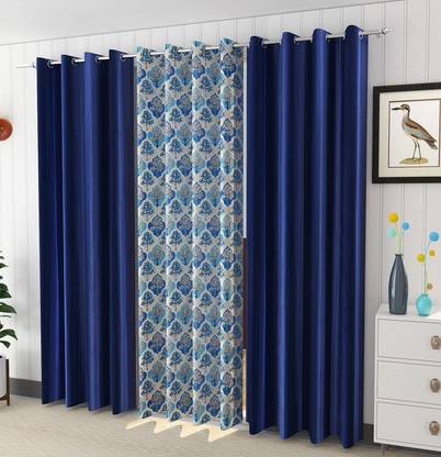 INDUS HUB 213 cm (7 ft) Polyester Semi Transparent Door Curtain (Pack Of 3)