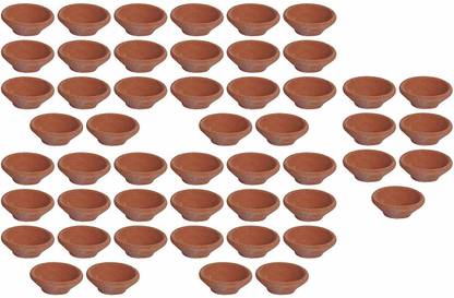 Tanvi Associate Earthenware (Pack of 51) Table Diya Set