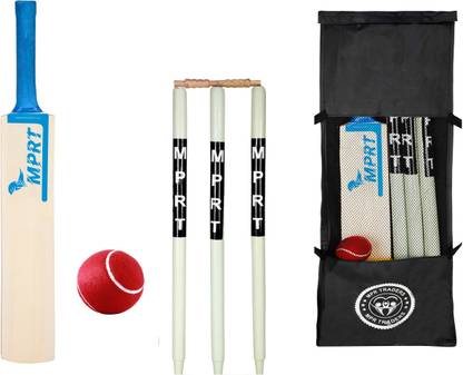 MPRT Wooden Cricket kit Bat Size 5 For Age Group 10-12 Years (1 Piece Cricket Bat, 3 Piece Wickets, 2 Piece Bails, 1 Piece Ball, 1 Piece Kit Bag) Cricket Kit