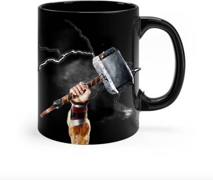 Weirdo Thor Lightning Mjolnir Hammer - Black - 330mL Ceramic Coffee Mug