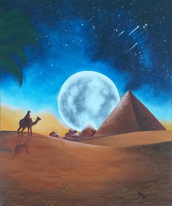 Nunu creation Hand made desert painting Acrylic 18 inch x 15 inch Painting