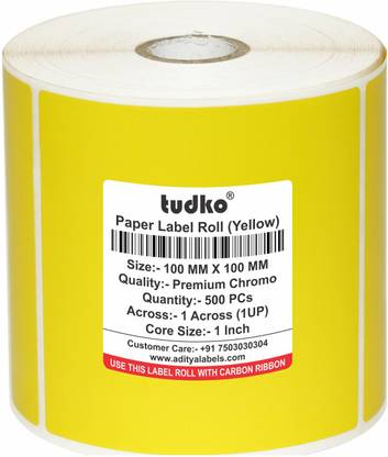 tudko 100 mm X 100 mm Chromo Self Adhesive Paper Label