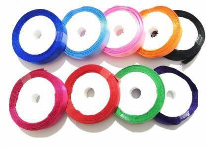 Atul bamboo stick mix rib10 Multicolor Satin Ribbon