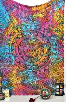 Art World Tapestry Single Bedsheet Bedspread Bedding Bedcover Psychedelic Boho Tie Dye Printed Wall Hanging Decoration (Multi Color, Medium) Tapestry Single Bedsheet Bedspread Tapestry