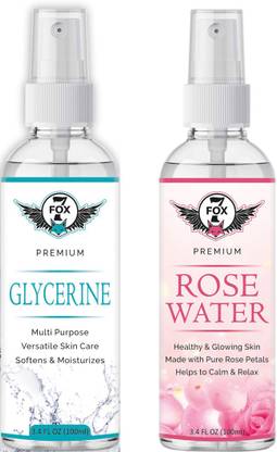 7 FOX Organic Rose Water and Glycerin- - For Toner, Cleanser, Nourishing & Refreshing Purposes- Face Wash
