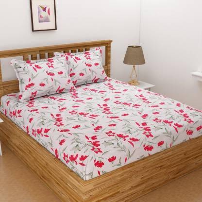 Netroad Cotton Double Flat 140 TC Striped Bedsheet