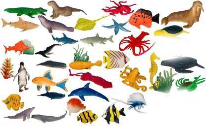 ZIQRA TOYS The Sea Life Figure Ocean Animals Plastic Pool Toys Set (40 Pack)