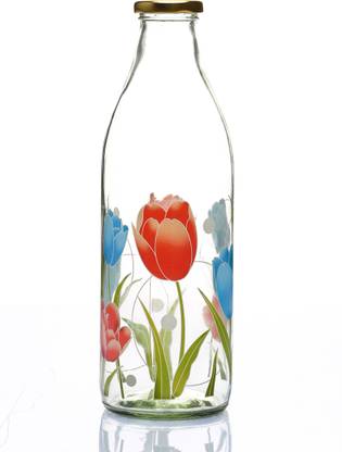 GTM Printed Glass Water Bottles/Milk Bottles, Refrigerator use, Pack of 1, 1000 ml 1000 ml Bottle