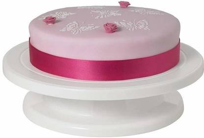OZEX Degree Rotating Revolving Cake Turn Table Plastic Cake Decorating Turntable Stand Cake Decoration Turning Table Tool with 3pc Scraper Fondant Set Plastic Cake Server Plastic Cake Server
