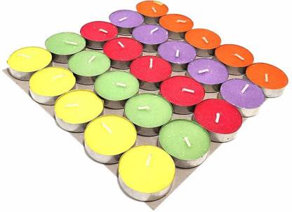 God Gift Arts Unscented Smokeless 4 Hours Paraffin Wax White Tea Light Candle Set for Home Party Decor Diwali Decoration Kit (Pack of 50) Candle